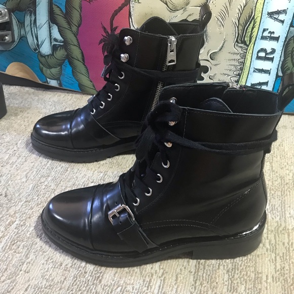 AllSaints Donita Leather Lug-Sole Boots Size 38 - Picture 3 of 14